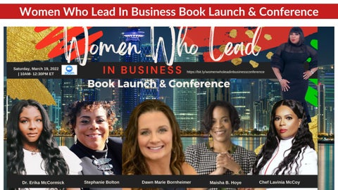 "Women Who Lead In Business Book Launch & Conference" publication cover image