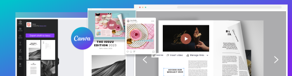 Digital content in various formats next to Canva's logo